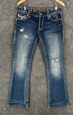 Ladies Rock Revival Fay Jeans Size 30 (32x30) Easy Boot Western Bling Low Rise